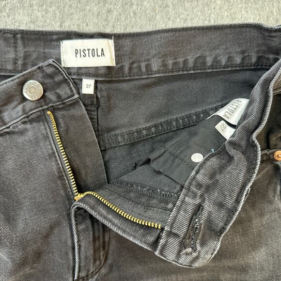 Pistola Denim Short WMNS 27High Rise Cut-Off Distressed Black Straight Zip Fly - Picture 3 of 9